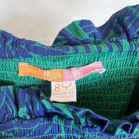 Briton Court Hawaiian Smocked Dress Girls Sz 8 Floral Hula Blue Print Hawaii - Picture 4 of 6